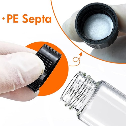 Fiala per campioni da laboratorio 30 ml, contenitori per campionamento liquidi, barattoli di conservazione in vetro trasparente, 100 pezzi - Foto 6 di 17