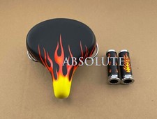 ABSOLUTE BEACH CRUISER FLAME STYLE SADDLE W/FLAMES BLACK/CHROME EAGLE GRIPS.