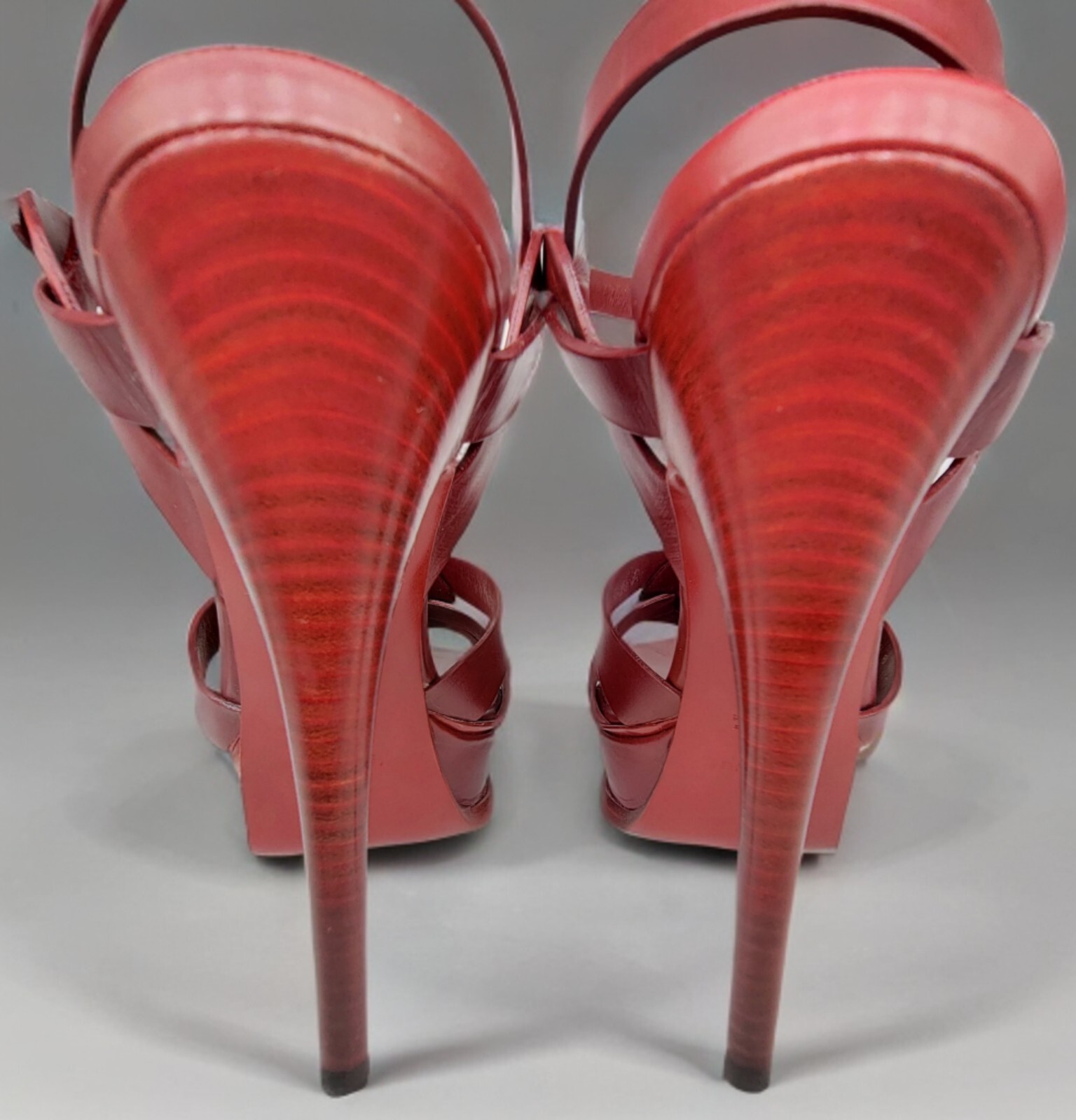 Sandali Yves Saint Laurent Paris YSL Tribute rosso chiaro plateau tacco 38 8