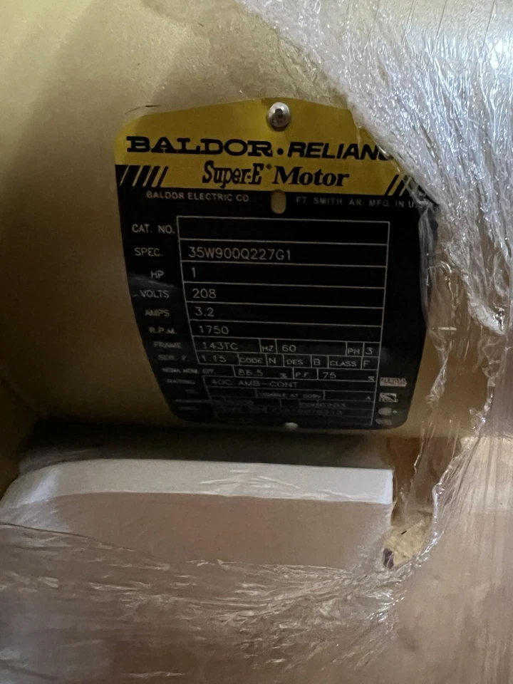 Baldor Reliance Super-E Motor 208V 3 Phase 1 HP 143TC 1750 RPM - Image 4 of 4