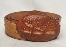 Vintage Ostrich Belt With Gator Buckle Size 40 Leather