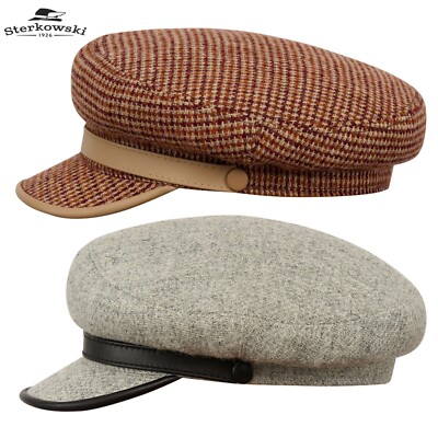 Sterkowski ISLAY Scottish Harris Tweed Pure Wool Fiddler Mens Womens Cap Retro