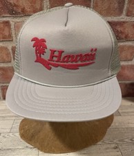 Vintage Hawaii Grey With Red Palm Mesh Foam Rope Snapback Trucker Hat