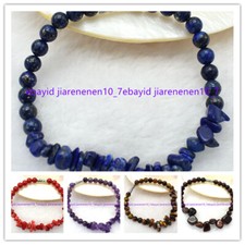 6mm Round  Irregular Multicolor Gemstone Beads Bracelets 7.5 in