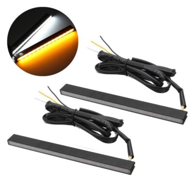 Slim Aluminum LED DRL Day Time Running Light fog Lamp White Amber Switchback