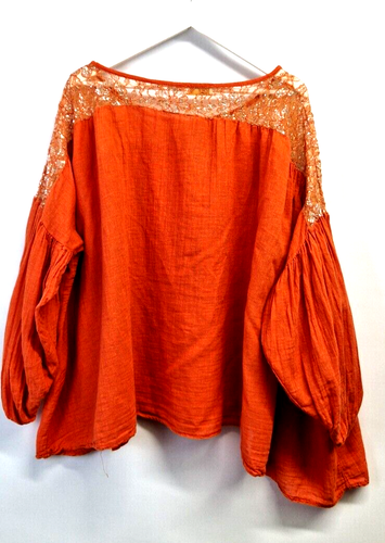 Garconne camicia donna tunica maniche a palloncino copricostume taglia unica top COTONE pizzo 01 - Foto 2 di 11