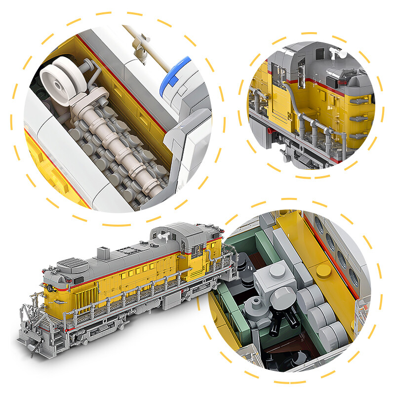 2242 PCS MOC Vintage Yellow Locomotive Trains Building Blocks Toy Gift ...