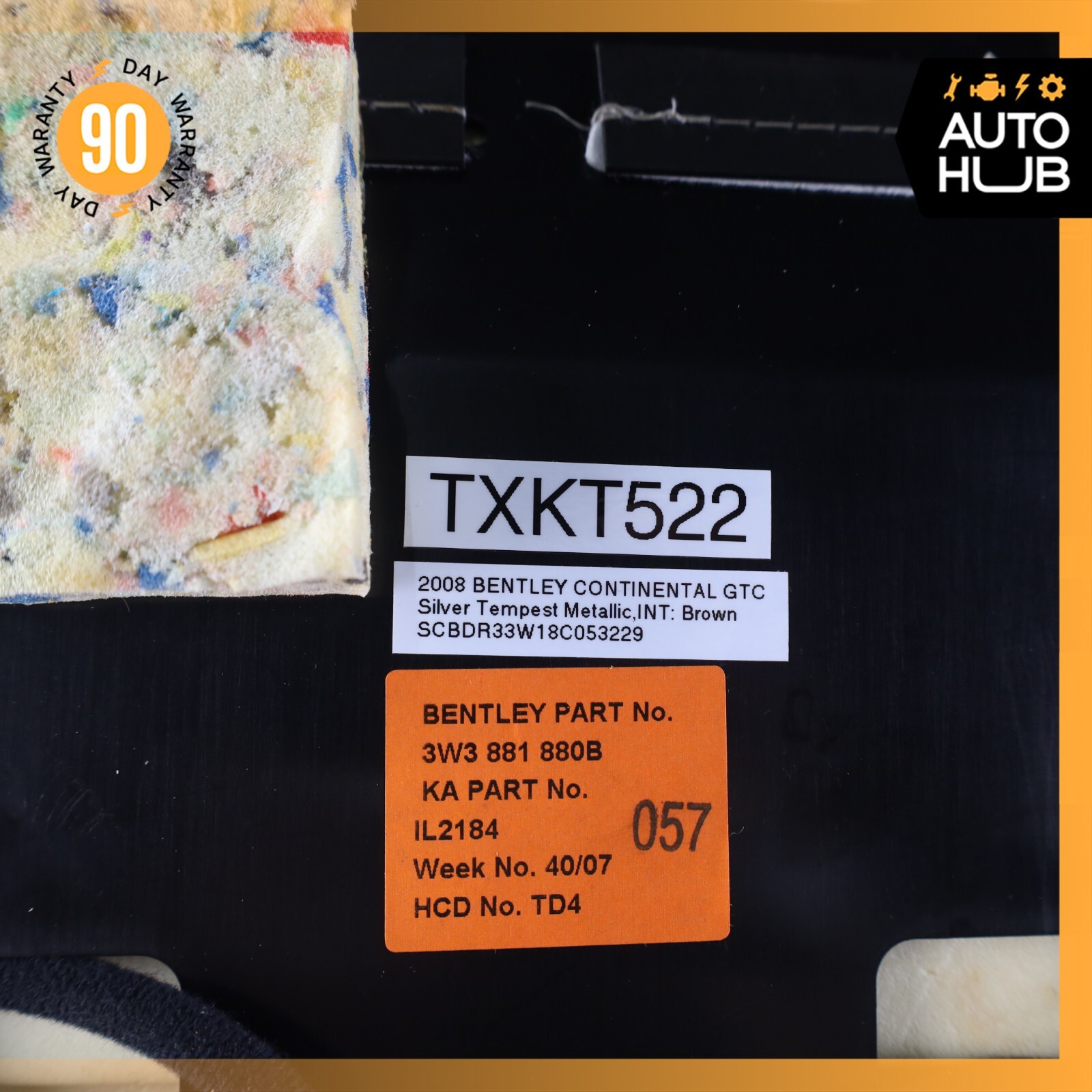 Bentley Continental GTC GT Front Right Side Seat Upper Back Cushion OEM 46k