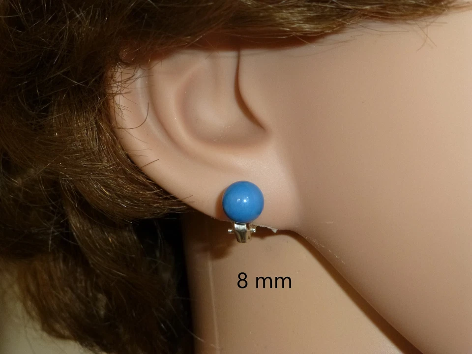 Ohrclips Silber 925 Perle opak Koralle Rot Türkis Schwarz - Bild 4 von 4