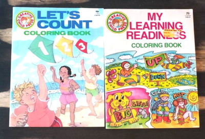 2 Vtg 1986 Coloring Books - Creative Child Press Let's Count Learning Readiness