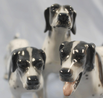 3 Pointer Figur Rosenthal Hundefigur hund jadghund  porzellan dog 1957