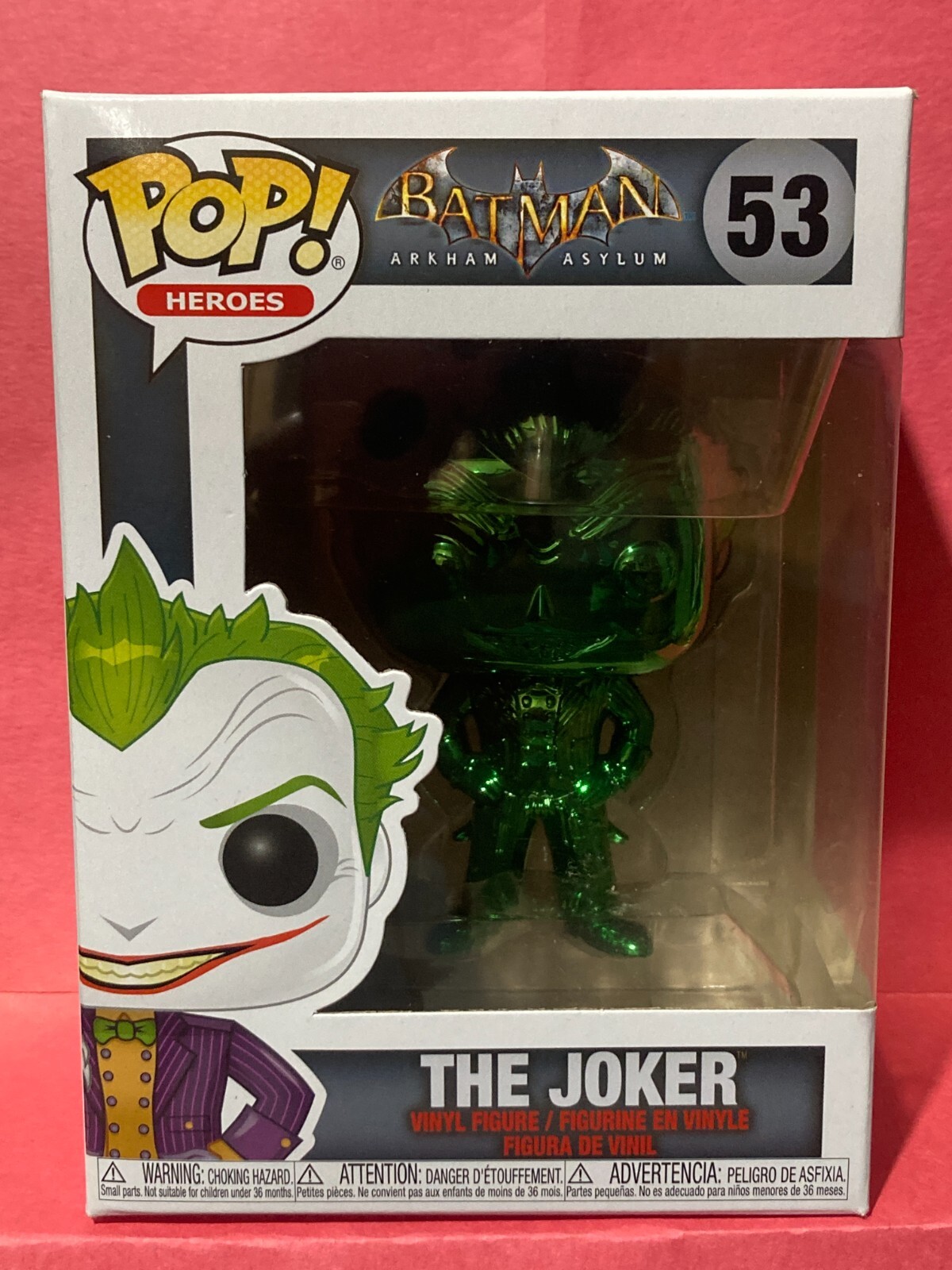 Funko Pop Batman Arkham Asylum 53 The Joker Green Chrome Damaged Box