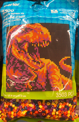 DIY Perler T-rex Dinosaur Kids Fused Beads and Pattern Craft Kit
