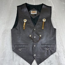 Paragraff Leather Vest Size L Exclusive Clothing Co Liberty Head Buttons Stars