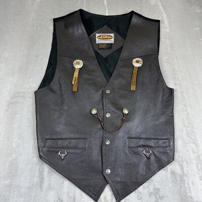 Paragraff Leather Vest Size L Exclusive Clothing Co Liberty Head Buttons Stars