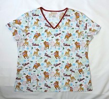 Rudolph, The Red Nose Reindeer "Believe" Scrub Top Multi-colored Women's Size XL