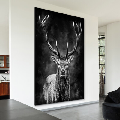 LEINWANDBILD HIRSCH ABSTRAKT KUNSTDRUCK WAND BILDER NATUR TIERE DEKO 