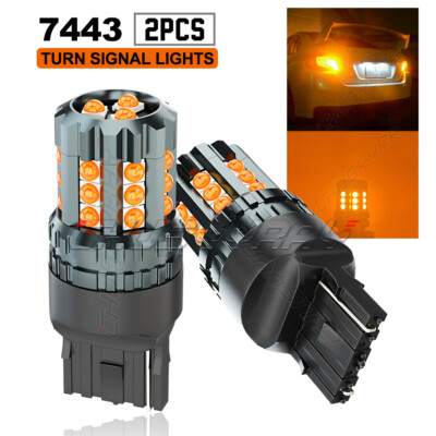 Amber 7443 7444 LED Front Turn Signal Light Bulbs No Hyper 7440 NA | eBay