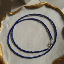 collier fin pierre précieuse argent 925 lapis-lazuli naturel minimaliste raffiné