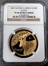 2007 GOLD SOUTH AFRICA 243 MINTED 1oz "SASI PRIVY" ELAND NGC PROOF 69 ULTRA CAM 4995.00 per troy oz
