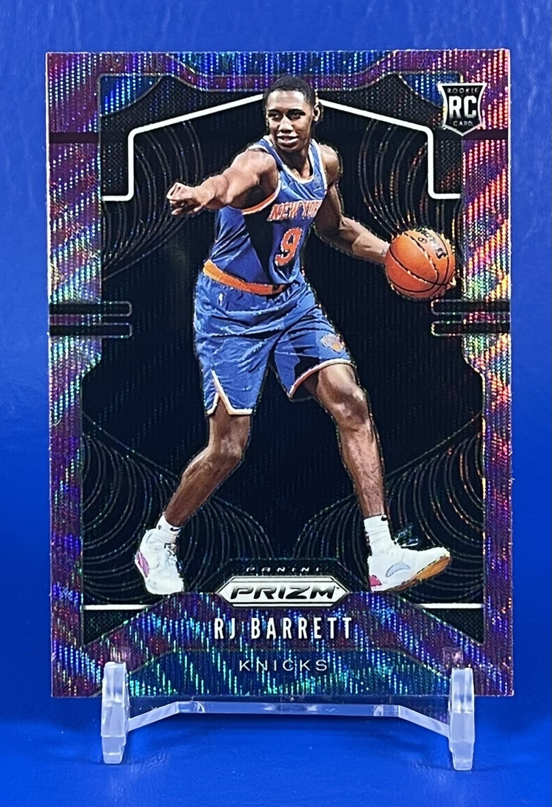 RJ Barrett 2019-20 Panini Prizm Purple Wave RC rookie card Knicks #250