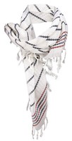 Tigertie Halstuch Weiss Grau Schwarz Rot Gestreift Mit Fransen GrößE 90 X 90 Cm