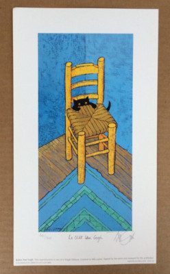 Toni Goffe Signed Limited Edition Lithograph Kitten Van Gogh Print