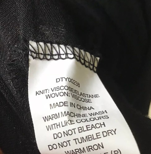 M A Dainty Black Top Fishtail Back 8 XS Scoop Neck Handkerchief Hem Stretch - Picture 7 of 7