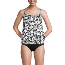 Lands End Women's Chlorine Resistant Blouson Tankini Swimsuit Top Size 8