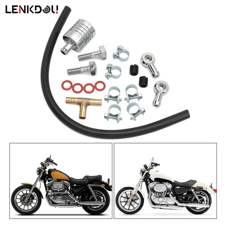 Kit de respirador filtro de aire de culata cromado para Harley Evo Big Twin Sportster Foto 4 de 4