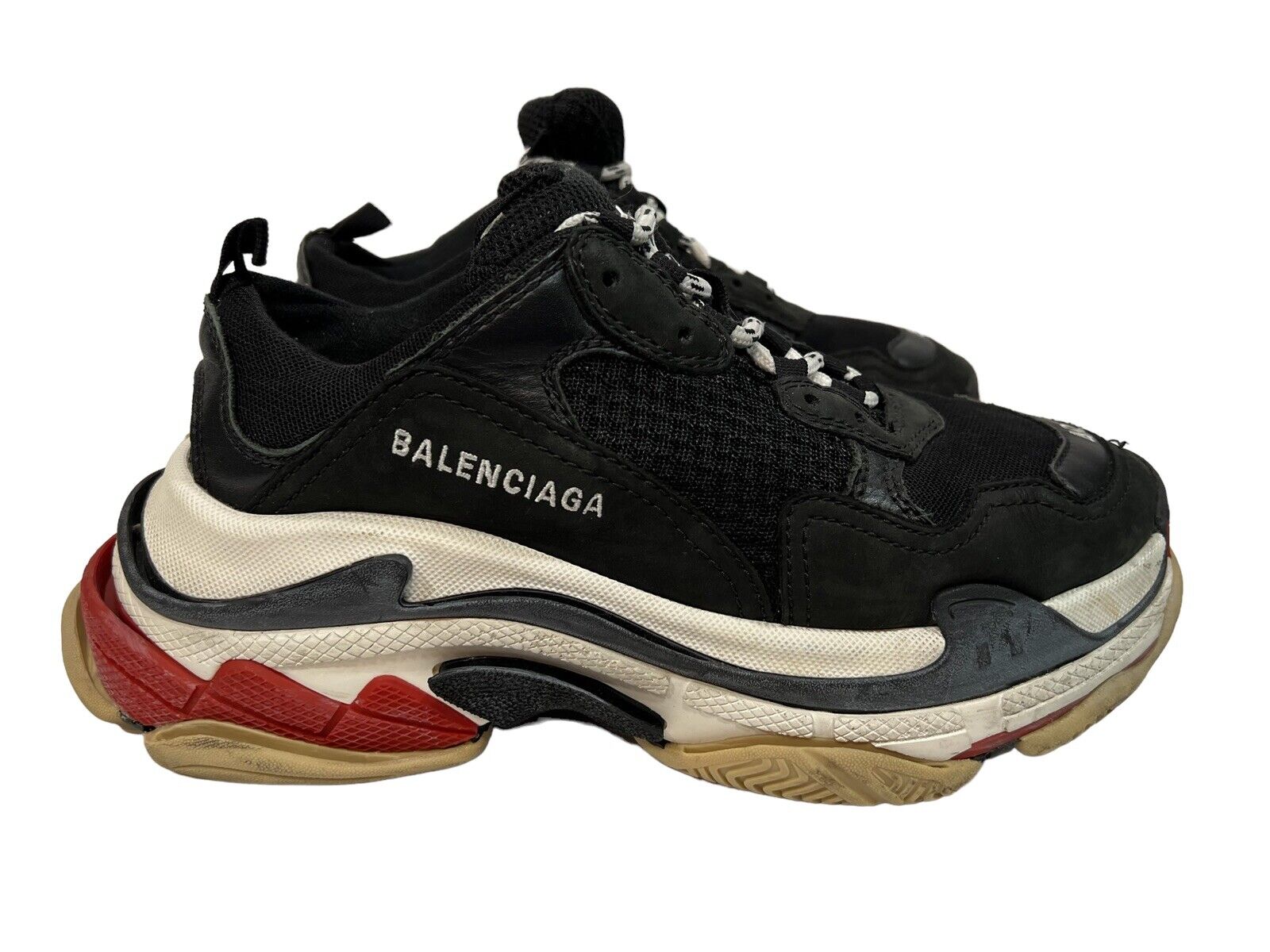 Balenciaga Triple S Black Red White Sneakers US Mens 7 EUR 40