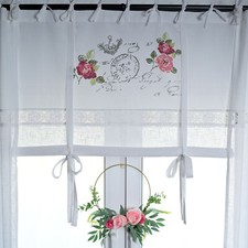 ROSE GARDEN Aufgerollt 120 Raff Gardine Raffrollo Landhaus Shabby bestickt Rosen