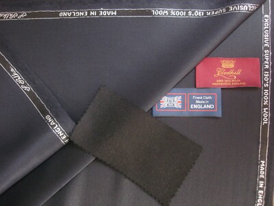 100% Super 130 S Wolle Passend Stoff IN  Dunkles Marineblau  Made IN England =