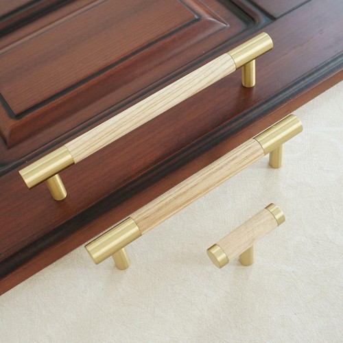 Brass Walnut Drawer Pulls Handles Dresser Knob Solid Wood Kitchen Cabinet Pulls - 第 14/15 張圖片