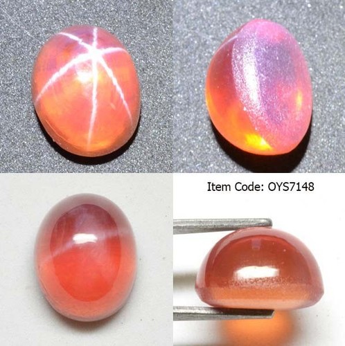 Cabujón corindón estrella naranja ovalada 11x9 mm zafiro 6 rayos laboratorio - Imagen 3 de 25