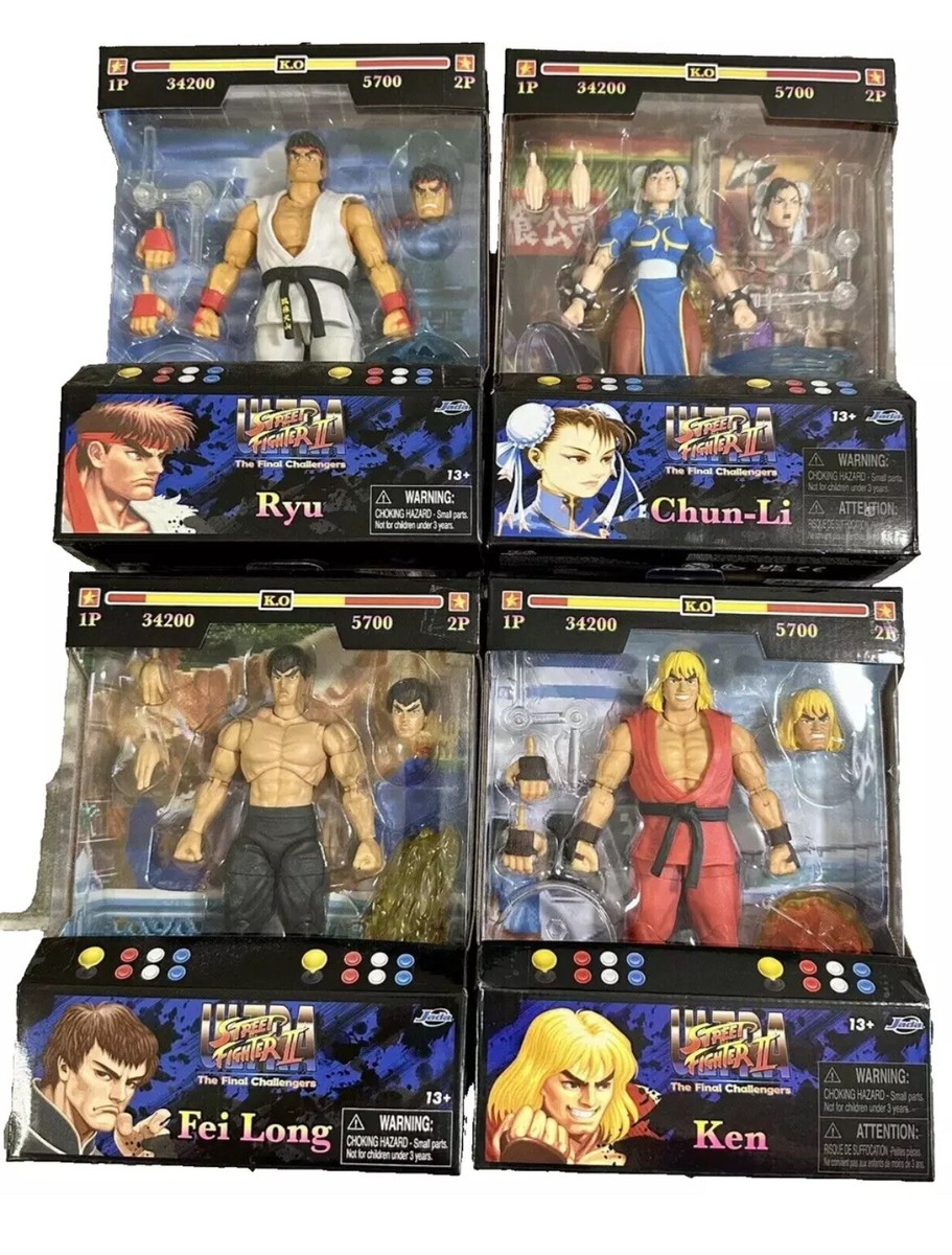 JADA TOYS STREET FIGHTER CHUN-LI RYU KEN FEI LONG 6IN ACTION JADA TOYS STREET FIGHTER CHUN-LI RYU KEN FEI LONG 6IN ACTION