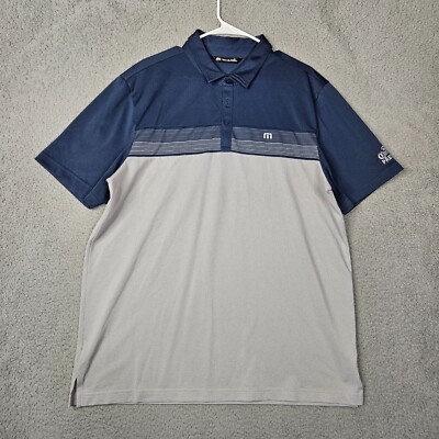 Travis Mathew Men's Gray Blue 1/4 Button Up Polo Shirt Size XL