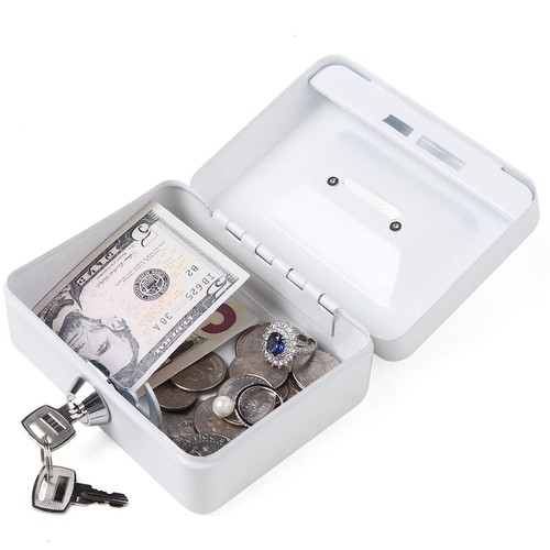 Small Cash Box with Lock and Slot Locking Money Box Metal Coin Piggy Bank for... - Picture 2 of 8