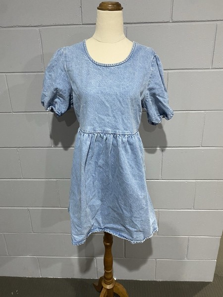 COTTON ON DENIM PUFF SLEEVE DRESS SIZE LARGE
