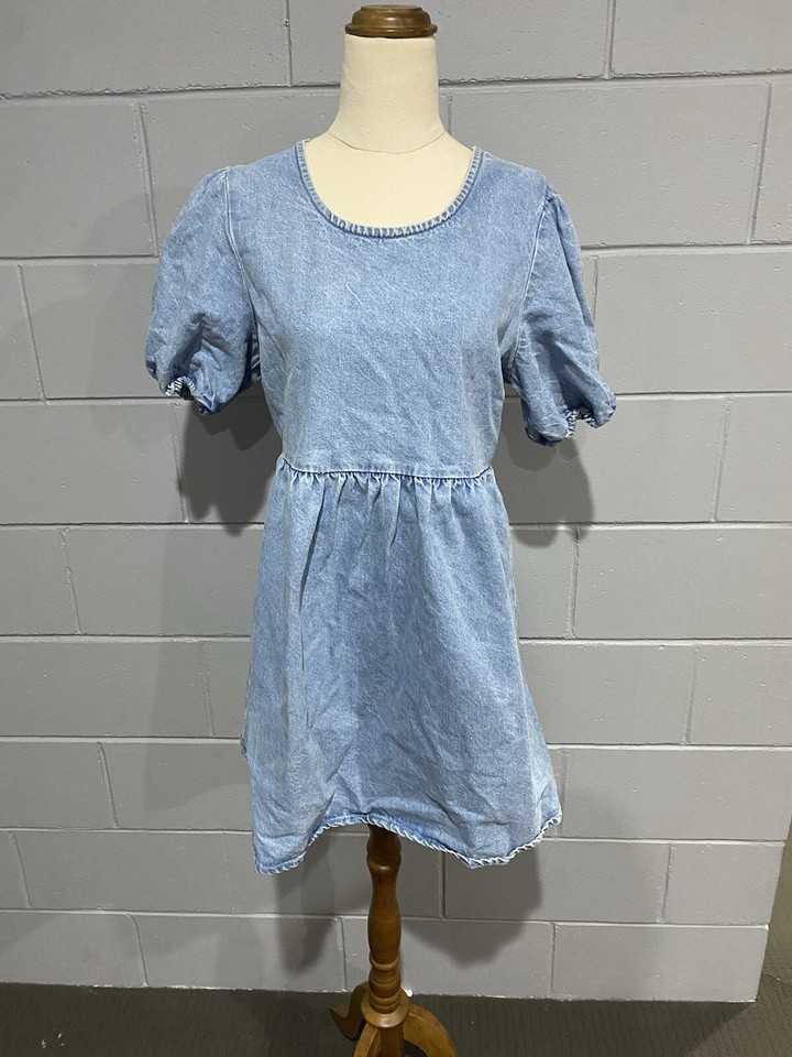 COTTON ON DENIM PUFF SLEEVE DRESS SIZE LARGE