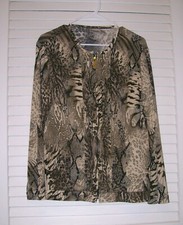 CHICO'S BROWN/BLACK/TAN SNAKE SKIN PATTERN JACKET 1/8-10 EUC