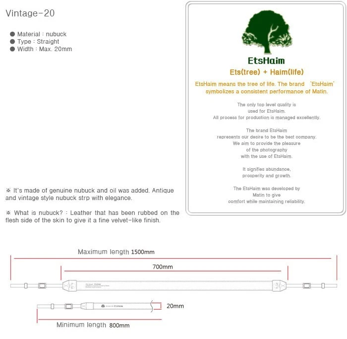 Correa de cuero para cuello y hombro color tostado Matin Vintage-20 para Canon Nikon Sony Olympus Foto 2 de 3