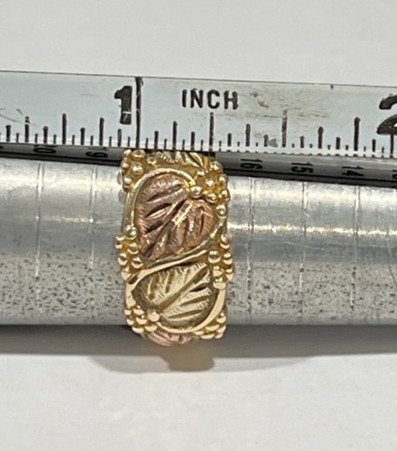 Vintage Blacks Hills 10k Tri Color Leaf Band Gold Ring Size 8-6.22 Grams - Picture 9 of 9