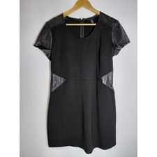 H by Halston Black Short Sleeve Dress Solid Rayon Blend Size 12P