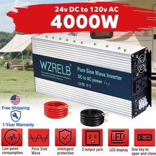 4000W Pure Sine Wave Power Inverter 24V to 110V/120V DC to AC60HZ camping rv new