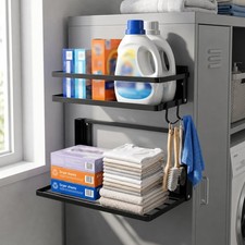 Magnetic Shelf for Washer Dryer, Foldable 2 Tier Metal Organizer Rack with Ho...