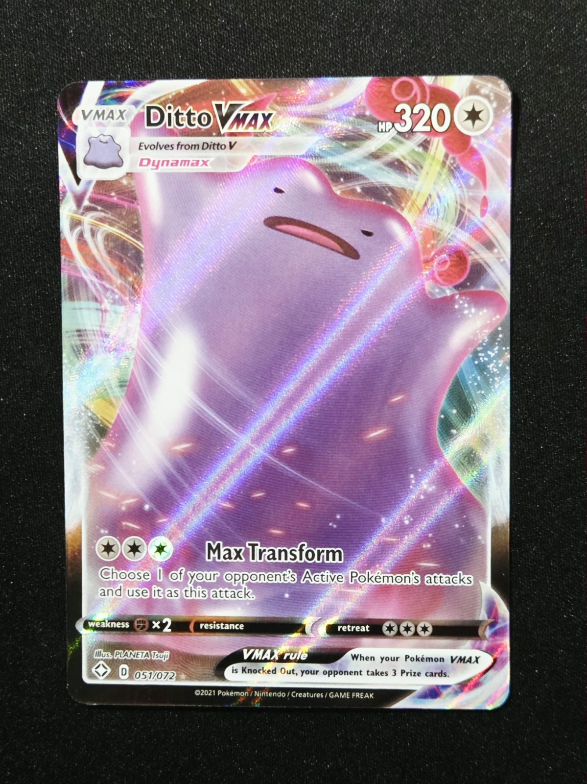 Ditto VMAX 051/072 Shining Fates Ultra Rare Holo Pokemon Card NM