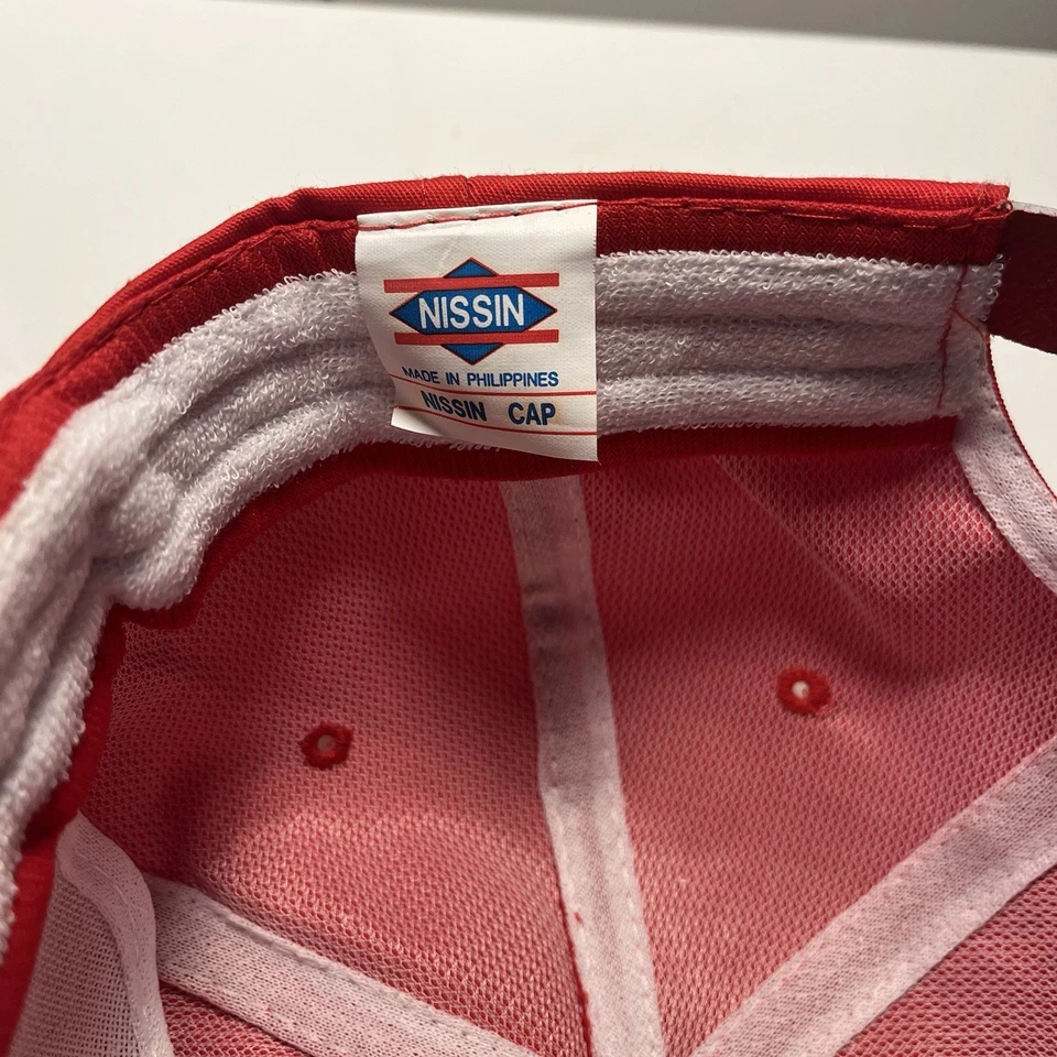 Gorra Dodge Ram roja vintage Nissin correa de cuero Foto 3 de 4