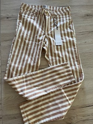 vero moda gestreifte damenhose grösse xs caramell weiss neu mit etikett