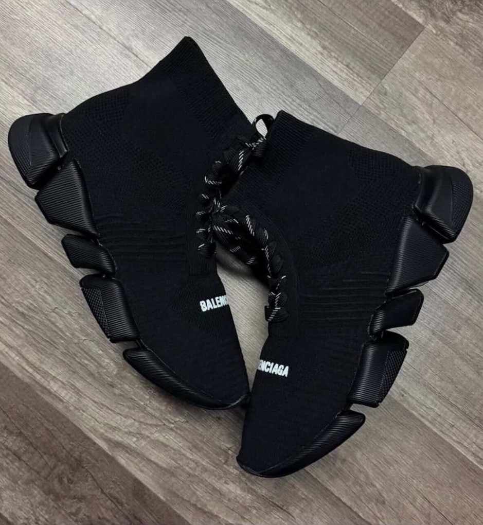 Balenciaga Black Knit High-Top Sneakers Balenciaga Speed Trainer Black White Knit High Top Men main image 3